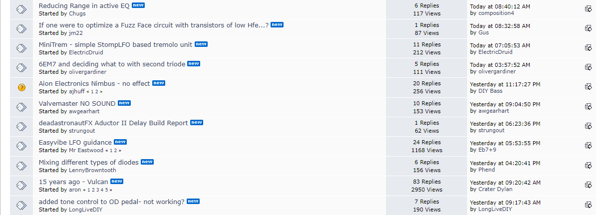 Screenshot of DIY Stomp Boxes forum online