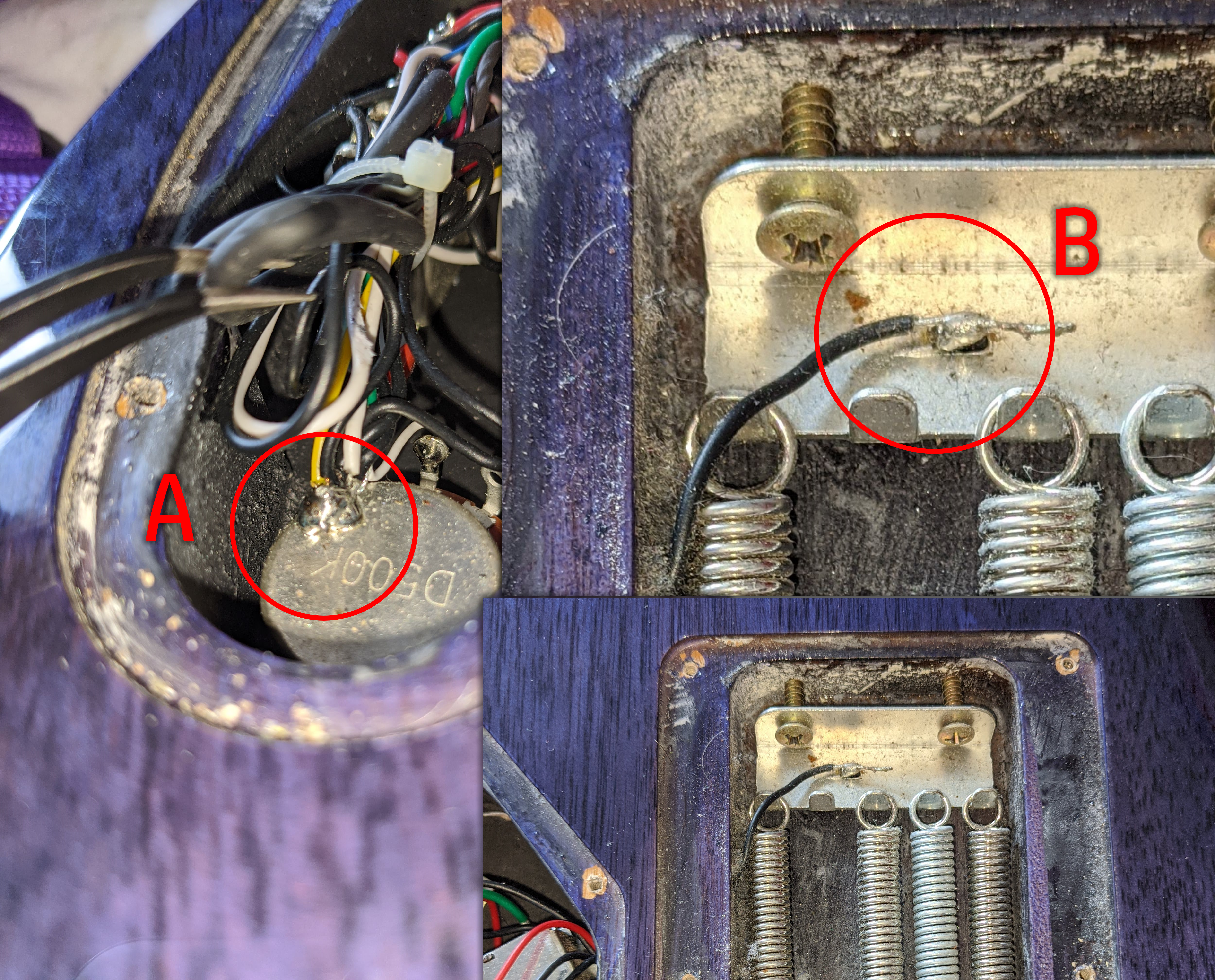 grounding inside a guitar