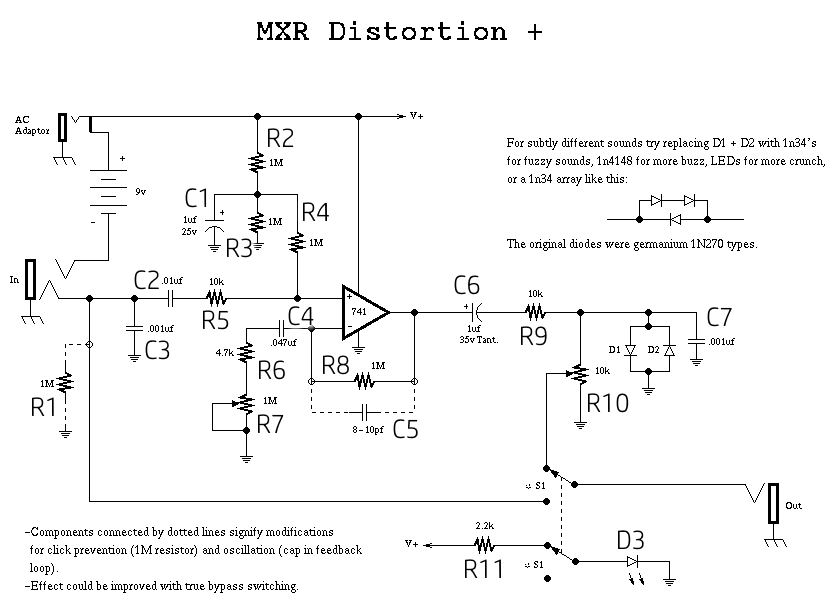 The MXR Distortion+ Schematic
