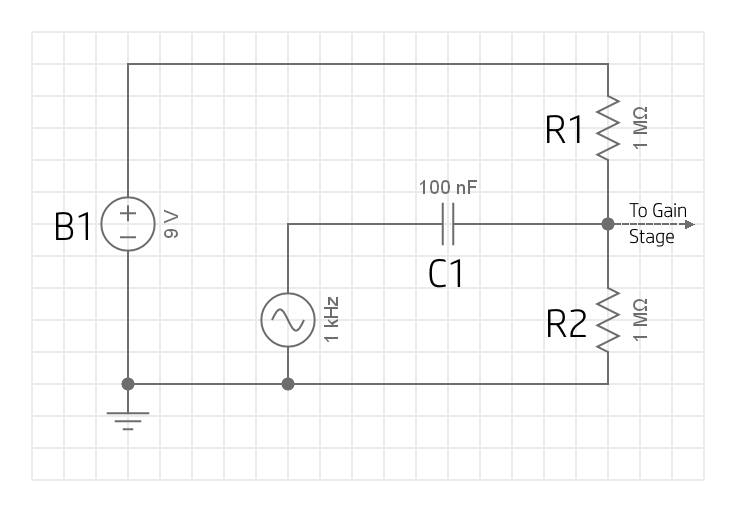 the input stage of the basic overdrive pedal